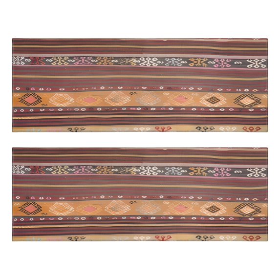 Kitchen Rugs Sets Of 2,Boho Red Multicolored Ethnic Pattern Anti Fatigue Kitchen Mat Rugs Non Slip Washable,Decorative Kitchen Floor Mats for Kitchen,Sink,Laundry,17"X47"
