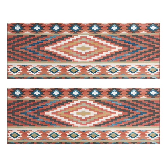 Kitchen Rugs Sets Of 2,Boho Red Southwestern Ethnic Pattern Anti Fatigue Kitchen Mat Rugs Non Slip Washable,Decorative Kitchen Floor Mats for Kitchen,Sink,Laundry,17"X47"