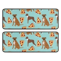 Kitchen Rugs Sets Of 2,Boxer Dog Pitbull Terriers Dog and Pizza Anti Fatigue Kitchen Mat Rugs Non Slip Washable,Decorative Kitchen Floor Mats for Kitchen,Sink,Laundry,17"x47" 17"x47"