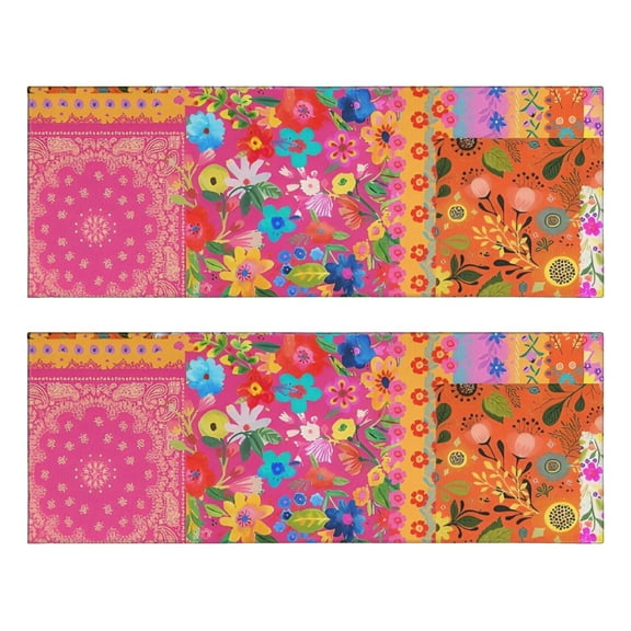 Kitchen Rugs Sets Of 2,Bright Pioneer Flower Patchwork Anti Fatigue Kitchen Mat Rugs Non Slip Washable,Decorative Kitchen Floor Mats for Kitchen,Sink,Laundry,17"X47"