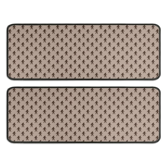 Kitchen Rugs Sets Of 2,Brown Bigfoot Pattern Anti Fatigue Kitchen Mat Rugs Non Slip Washable,Decorative Kitchen Floor Mats for Kitchen,Sink,Laundry,17"x47"+17"x47"