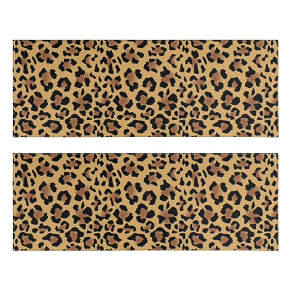 Kitchen Rugs Sets Of 2,Brown and Black Leopard Print Anti Fatigue Kitchen Mat Rugs Non Slip Washable,Decorative Kitchen Floor Mats for Kitchen,Sink,Laundry,17"X47"