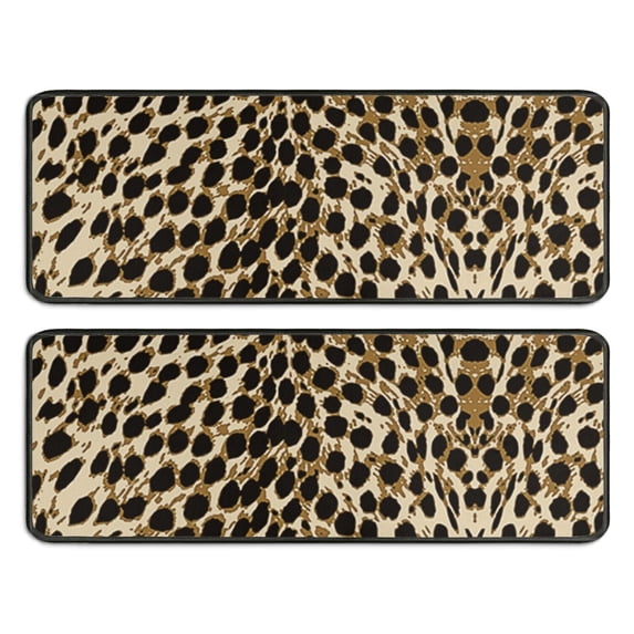 Kitchen Rugs Sets Of 2,Brown and Black Leopard Print Anti Fatigue Kitchen Mat Rugs Non Slip Washable,Decorative Kitchen Floor Mats for Kitchen,Sink,Laundry,17"x47"+17"x47"