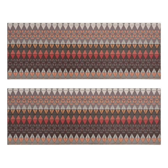 Kitchen Rugs Sets Of 2,Brown Boho Geometric Triangles and Rhombuses Pattern Anti Fatigue Kitchen Mat Rugs Non Slip Washable,Decorative Kitchen Floor Mats for Kitchen,Sink,Laundry,17"X47"