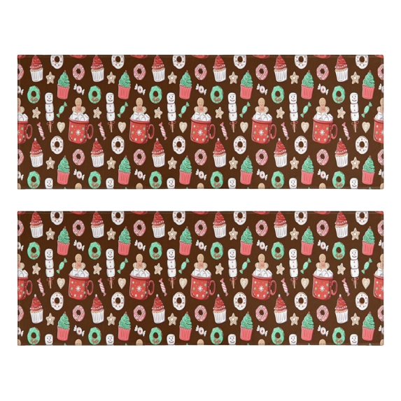 Kitchen Rugs Sets Of 2,Brown Christmas Dessert Pattern Anti Fatigue Kitchen Mat Rugs Non Slip Washable,Decorative Kitchen Floor Mats for Kitchen,Sink,Laundry,17"X47"