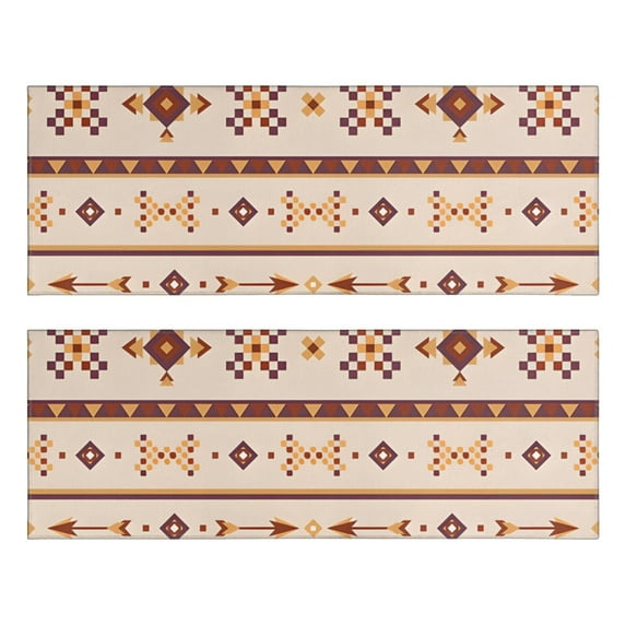 Kitchen Rugs Sets Of 2,Brown Ethnic Arrow Pattern Anti Fatigue Kitchen Mat Rugs Non Slip Washable,Decorative Kitchen Floor Mats for Kitchen,Sink,Laundry,17"X47"