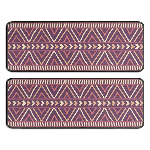 Kitchen Rugs Sets Of 2,Brown Ethnic Pattern Anti Fatigue Kitchen Mat Rugs Non Slip Washable,Decorative Kitchen Floor Mats for Kitchen,Sink,Laundry,17"x47"+17"x47"