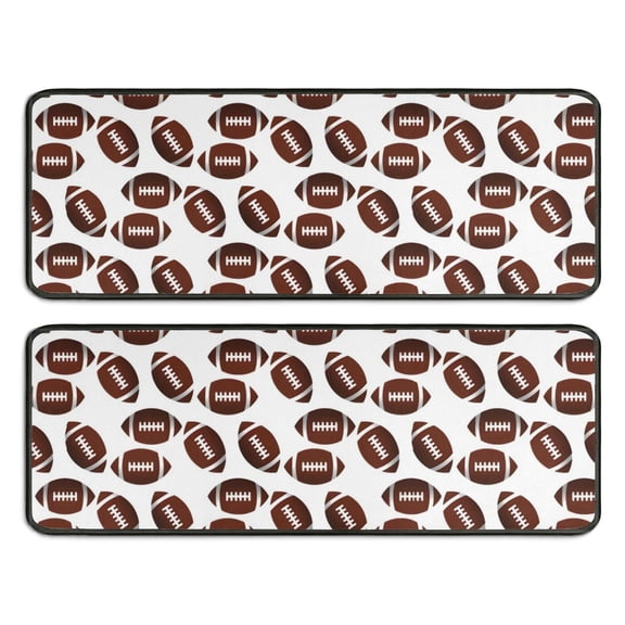 Kitchen Rugs Sets Of 2,Brown Footballs Repeat Pattern Anti Fatigue Kitchen Mat Rugs Non Slip Washable,Decorative Kitchen Floor Mats for Kitchen,Sink,Laundry,17"x47"+17"x47"