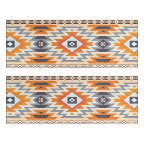 Kitchen Rugs Sets Of 2,Brown Geometric Quatrefoil Pattern Anti Fatigue Kitchen Mat Rugs Non Slip Washable,Decorative Kitchen Floor Mats for Kitchen,Sink,Laundry,17"X47"