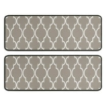 Kitchen Rugs Sets Of 2,Brown Geometric Quatrefoil Pattern Anti Fatigue Kitchen Mat Rugs Non Slip Washable,Decorative Kitchen Floor Mats for Kitchen,Sink,Laundry,17"x47" 17"x47"