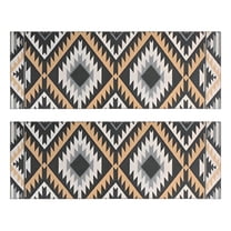 Kitchen Rugs Sets Of 2,Brown Geometric Triangle Diamond Pattern Anti Fatigue Kitchen Mat Rugs Non Slip Washable,Decorative Kitchen Floor Mats for Kitchen,Sink,Laundry,17"X47"
