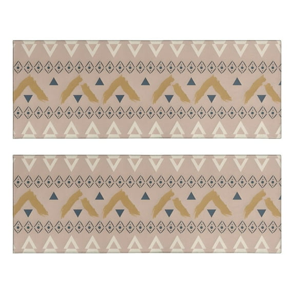 Kitchen Rugs Sets Of 2,Brown Geometric Triangle Diamond Pattern Anti Fatigue Kitchen Mat Rugs Non Slip Washable,Decorative Kitchen Floor Mats for Kitchen,Sink,Laundry,17"X47"
