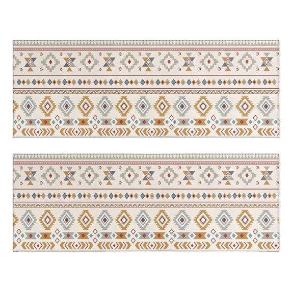 Kitchen Rugs Sets Of 2,Brown Geometric Triangle Diamond Pattern Anti Fatigue Kitchen Mat Rugs Non Slip Washable,Decorative Kitchen Floor Mats for Kitchen,Sink,Laundry,17"X47"