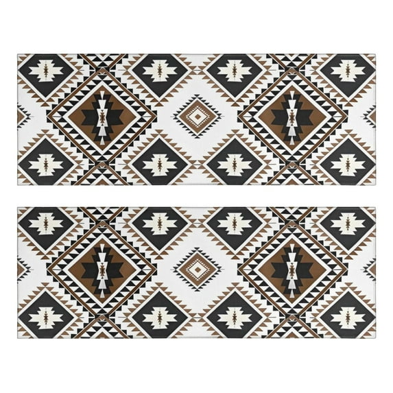 Kitchen Rugs Sets Of 2,Brown Geometric Triangle Diamond Pattern Anti Fatigue Kitchen Mat Rugs Non Slip Washable,Decorative Kitchen Floor Mats for Kitchen,Sink,Laundry,17"X47"