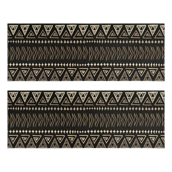 Kitchen Rugs Sets Of 2,Brown Geometric Triangle Square Pattern Anti Fatigue Kitchen Mat Rugs Non Slip Washable,Decorative Kitchen Floor Mats for Kitchen,Sink,Laundry,17"X47"