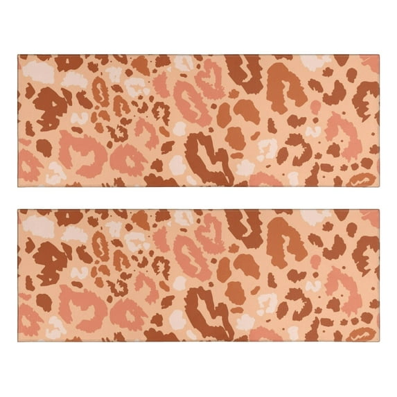 Kitchen Rugs Sets Of 2,Brown and Pink Of Leopard Print Anti Fatigue Kitchen Mat Rugs Non Slip Washable,Decorative Kitchen Floor Mats for Kitchen,Sink,Laundry,17"X47"