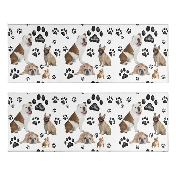Kitchen Rugs Sets Of 2,Bulldog Dog and Footprints Anti Fatigue Kitchen Mat Rugs Non Slip Washable,Decorative Kitchen Floor Mats for Kitchen,Sink,Laundry,17"X47"