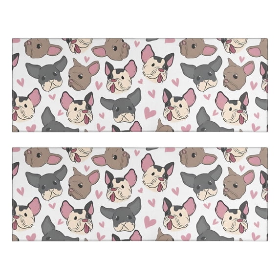Kitchen Rugs Sets Of 2,Bulldog Dog and Love Heart Anti Fatigue Kitchen Mat Rugs Non Slip Washable,Decorative Kitchen Floor Mats for Kitchen,Sink,Laundry,17"X47"