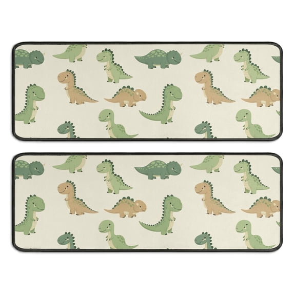 Kitchen Rugs Sets Of 2,Cartoon Dinosaurs Anti Fatigue Kitchen Mat Rugs Non Slip Washable,Decorative Kitchen Floor Mats for Kitchen,Sink,Laundry,17"x47"+17"x47"
