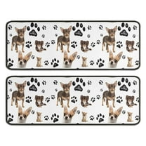 Kitchen Rugs Sets Of 2,Chihuahua and Footprints Anti Fatigue Kitchen Mat Rugs Non Slip Washable,Decorative Kitchen Floor Mats for Kitchen,Sink,Laundry,17"x47" 17"x47"