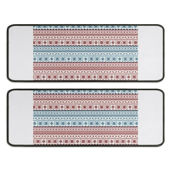 Kitchen Rugs Sets Of 2,Christmas Folk Pattern Anti Fatigue Kitchen Mat Rugs Non Slip Washable,Decorative Kitchen Floor Mats for Kitchen,Sink,Laundry,17"x47"+17"x47"