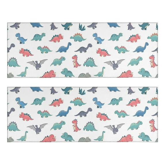 Kitchen Rugs Sets Of 2,Colorful Dinosaur Assortment Pattern Anti Fatigue Kitchen Mat Rugs Non Slip Washable,Decorative Kitchen Floor Mats for Kitchen,Sink,Laundry,17"X47"