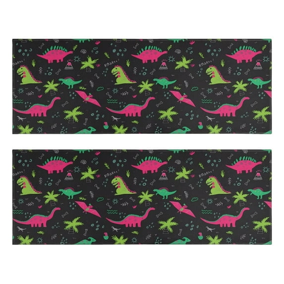 Kitchen Rugs Sets Of 2,Colorful Dinosaurs Plants Pattern Anti Fatigue Kitchen Mat Rugs Non Slip Washable,Decorative Kitchen Floor Mats for Kitchen,Sink,Laundry,17"X47"