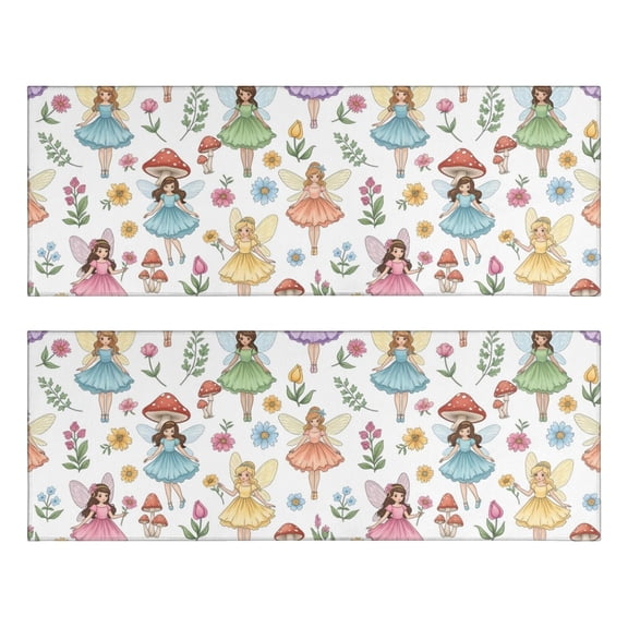Kitchen Rugs Sets Of 2,Colorful Fairy Flower Pattern Anti Fatigue Kitchen Mat Rugs Non Slip Washable,Decorative Kitchen Floor Mats for Kitchen,Sink,Laundry,17"X47"