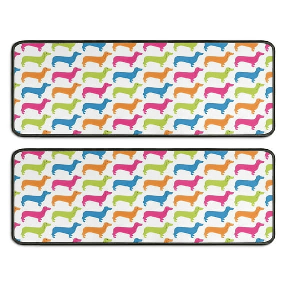 Kitchen Rugs Sets Of 2,Colorful Funny Dachshund Anti Fatigue Kitchen Mat Rugs Non Slip Washable,Decorative Kitchen Floor Mats for Kitchen,Sink,Laundry,17"x47"+17"x47"