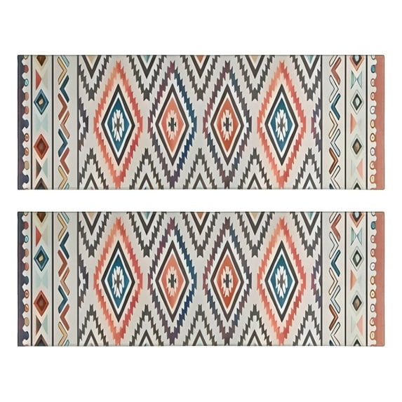 Kitchen Rugs Sets Of 2,Colorful Geometric Diamond Pattern Anti Fatigue Kitchen Mat Rugs Non Slip Washable,Decorative Kitchen Floor Mats for Kitchen,Sink,Laundry,17"X47"