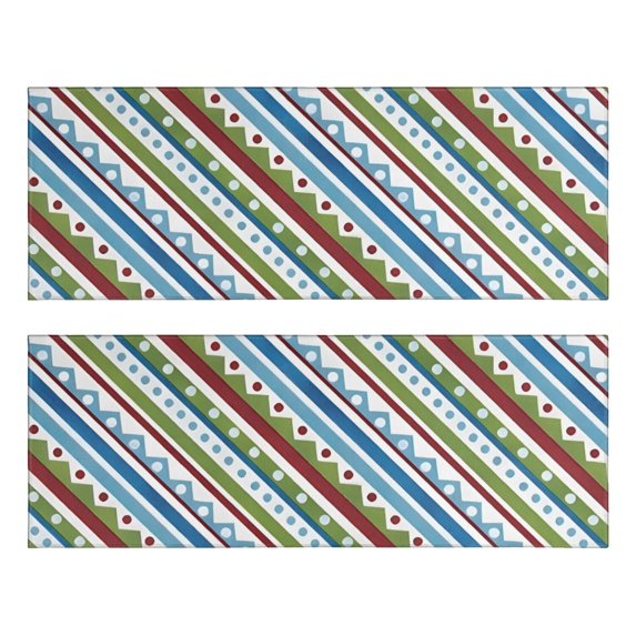 Kitchen Rugs Sets Of 2,Colorful Geometric Stripe Pattern Anti Fatigue Kitchen Mat Rugs Non Slip Washable,Decorative Kitchen Floor Mats for Kitchen,Sink,Laundry,17"X47"