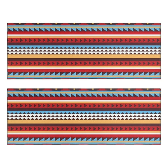 Kitchen Rugs Sets Of 2,Colorful Geometric Striped Pattern Anti Fatigue Kitchen Mat Rugs Non Slip Washable,Decorative Kitchen Floor Mats for Kitchen,Sink,Laundry,17"X47"