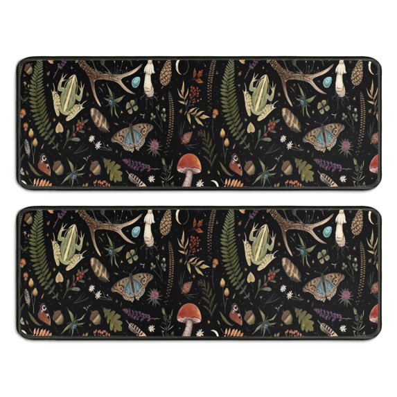 Kitchen Rugs Sets Of 2,Colorful Mushroom Sketch Light Pattern Anti Fatigue Kitchen Mat Rugs Non Slip Washable,Decorative Kitchen Floor Mats for Kitchen,Sink,Laundry,17"x47"+17"x47"