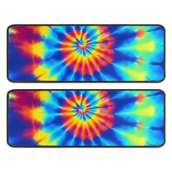 Kitchen Rugs Sets Of 2,Colorful Rainbow Tie Dye Spiral Pattern Anti Fatigue Kitchen Mat Rugs Non Slip Washable,Decorative Kitchen Floor Mats for Kitchen,Sink,Laundry,17"x47"+17"x47"