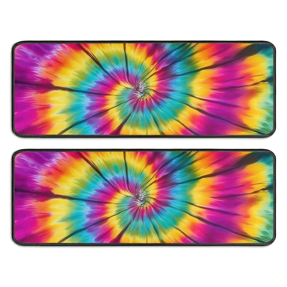 Kitchen Rugs Sets Of 2,Colorful Rainbow Tie Dye Spiral Pattern Anti Fatigue Kitchen Mat Rugs Non Slip Washable,Decorative Kitchen Floor Mats for Kitchen,Sink,Laundry,17"x47"+17"x47"