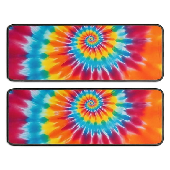Kitchen Rugs Sets Of 2,Colorful Rainbow Tie Dye Spiral Pattern Anti Fatigue Kitchen Mat Rugs Non Slip Washable,Decorative Kitchen Floor Mats for Kitchen,Sink,Laundry,17"x47"+17"x47"