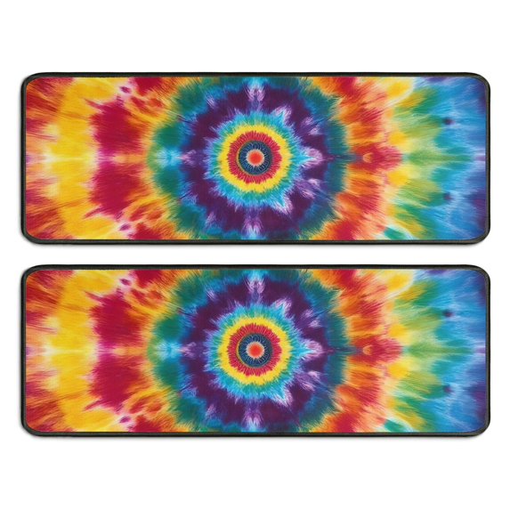 Kitchen Rugs Sets Of 2,Colorful Rainbow Tie Dye Spiral Pattern Anti Fatigue Kitchen Mat Rugs Non Slip Washable,Decorative Kitchen Floor Mats for Kitchen,Sink,Laundry,17"x47"+17"x47"