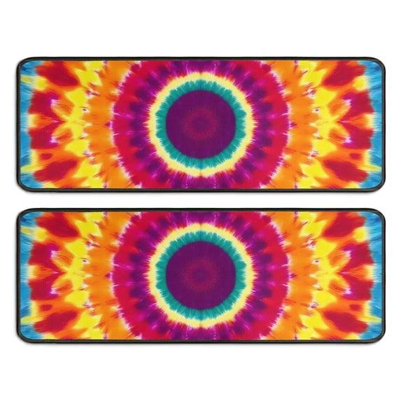 Kitchen Rugs Sets Of 2,Colorful Rainbow Tie Dye Spiral Pattern Anti Fatigue Kitchen Mat Rugs Non Slip Washable,Decorative Kitchen Floor Mats for Kitchen,Sink,Laundry,17"x47"+17"x47"