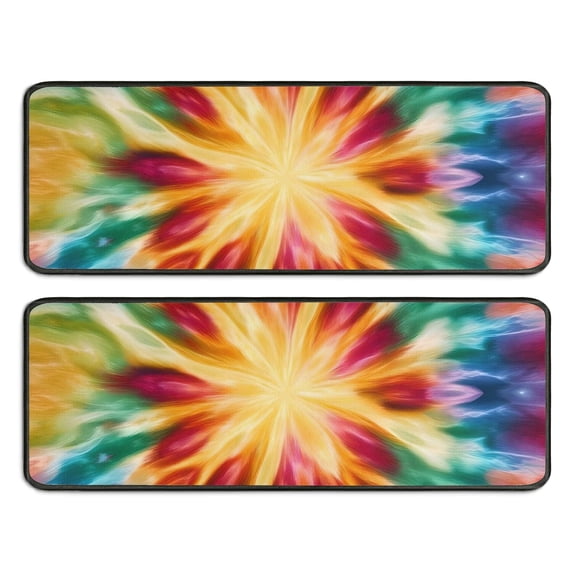 Kitchen Rugs Sets Of 2,Colorful Tie Dye Mandala Pattern Anti Fatigue Kitchen Mat Rugs Non Slip Washable,Decorative Kitchen Floor Mats for Kitchen,Sink,Laundry,17"x47"+17"x47"