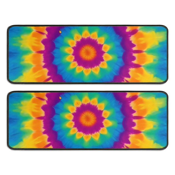 Kitchen Rugs Sets Of 2,Colorful Tie Dye Star Pattern Anti Fatigue Kitchen Mat Rugs Non Slip Washable,Decorative Kitchen Floor Mats for Kitchen,Sink,Laundry,17"x47"+17"x47"