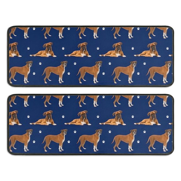 Kitchen Rugs Sets Of 2,Cute Boxe Anti Fatigue Kitchen Mat Rugs Non Slip Washable,Decorative Kitchen Floor Mats for Kitchen,Sink,Laundry,17"x47"+17"x47"