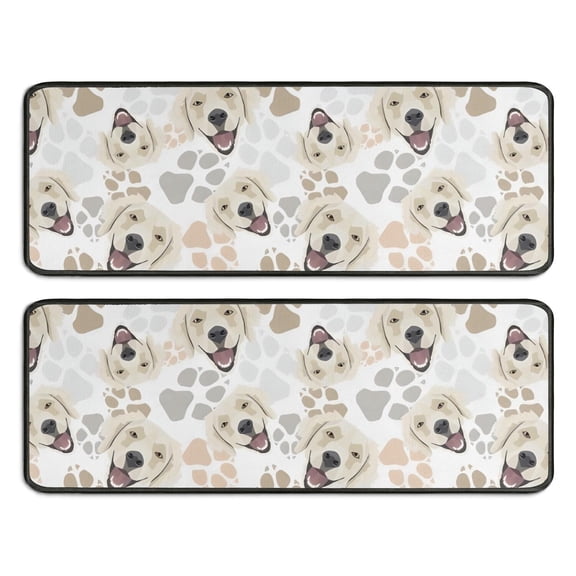 Kitchen Rugs Sets Of 2,Cute Golden Retriever Anti Fatigue Kitchen Mat Rugs Non Slip Washable,Decorative Kitchen Floor Mats for Kitchen,Sink,Laundry,17"x47"+17"x47"