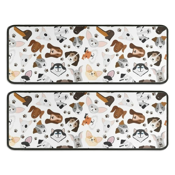Kitchen Rugs Sets Of 2,Dachshund Dog Boston Terrier Dog Anti Fatigue Kitchen Mat Rugs Non Slip Washable,Decorative Kitchen Floor Mats for Kitchen,Sink,Laundry,17"x47"+17"x47"