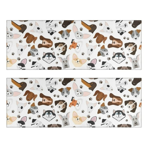 Kitchen Rugs Sets Of 2,Dachshund Dog Boston Terrier Dog Anti Fatigue Kitchen Mat Rugs Non Slip Washable,Decorative Kitchen Floor Mats for Kitchen,Sink,Laundry,17"X47"