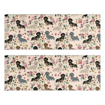 Kitchen Rugs Sets Of 2,Dachshund and Flower Anti Fatigue Kitchen Mat Rugs Non Slip Washable,Decorative Kitchen Floor Mats for Kitchen,Sink,Laundry,17"X47"