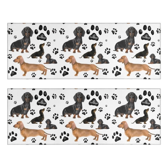 Kitchen Rugs Sets Of 2,Dachshund Footprint Anti Fatigue Kitchen Mat Rugs Non Slip Washable,Decorative Kitchen Floor Mats for Kitchen,Sink,Laundry,17"X47"