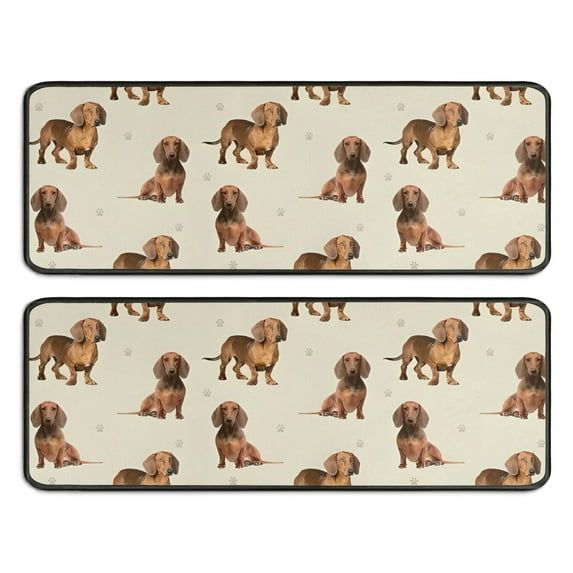Kitchen Rugs Sets Of 2,Dachshund Footprint Anti Fatigue Kitchen Mat Rugs Non Slip Washable,Decorative Kitchen Floor Mats for Kitchen,Sink,Laundry,17"x47"+17"x47"