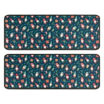 Kitchen Rugs Sets Of 2,Dark Blue Christmas Gnome and Gift Pattern Anti Fatigue Kitchen Mat Rugs Non Slip Washable,Decorative Kitchen Floor Mats for Kitchen,Sink,Laundry,17"x47" 17"x47"