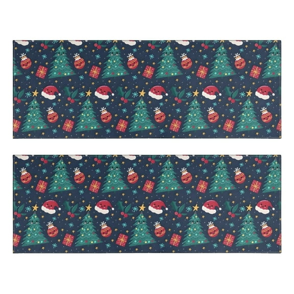 Kitchen Rugs Sets Of 2,Dark Blue Christmas Pattern Anti Fatigue Kitchen Mat Rugs Non Slip Washable,Decorative Kitchen Floor Mats for Kitchen,Sink,Laundry,17"X47"