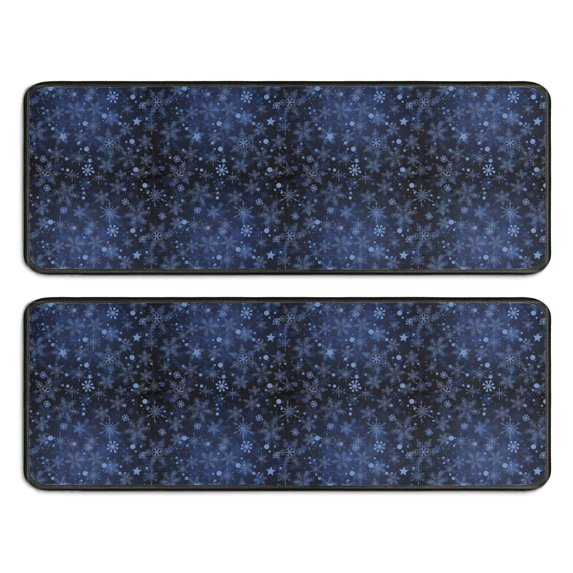 Kitchen Rugs Sets Of 2,Dark Blue Christmas Snowflake Pattern Anti Fatigue Kitchen Mat Rugs Non Slip Washable,Decorative Kitchen Floor Mats for Kitchen,Sink,Laundry,17"x47"+17"x47"